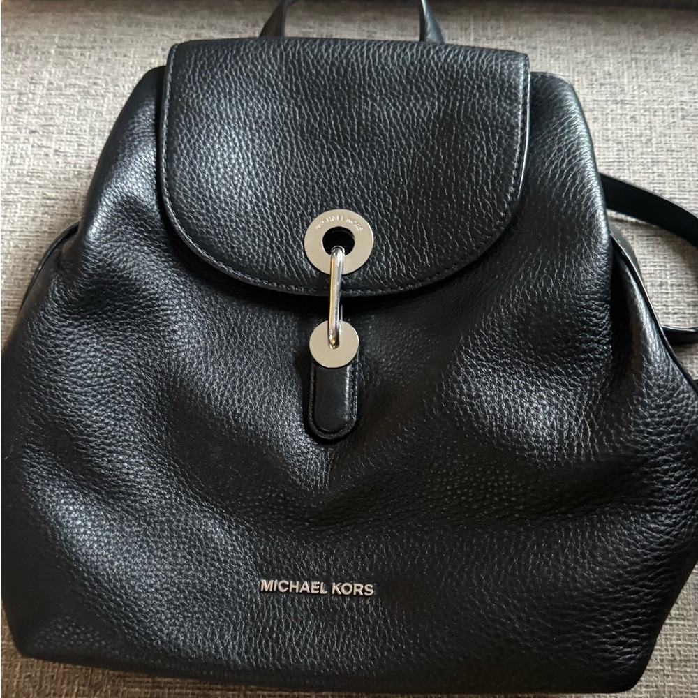 Michael Kors Black Pebbled Leather Backpack